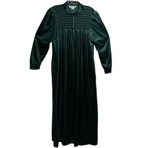 VTG Saybury Womens Velour Full Zip Robe Size S Green Loungewear‎ Long Sleeve